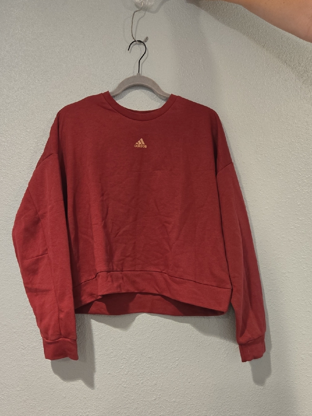 adidas Cropped Crewneck Sweatshirt with Gold Logo